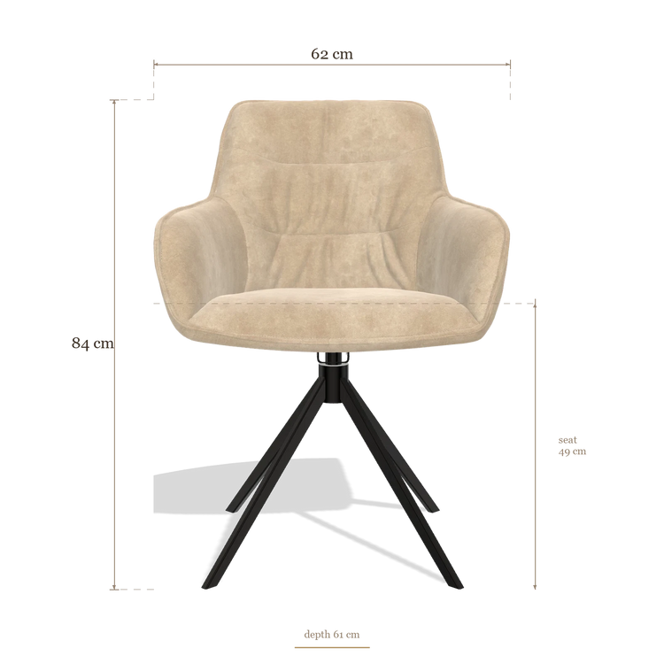 Silla de comedor Como 6450, medidas 62 x 61 x 84 cm