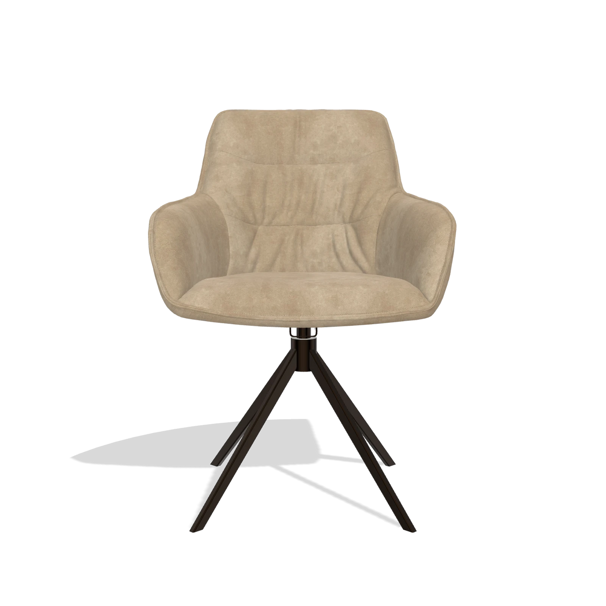 Silla de comedor Como 6450 en tela Bull 10 (greige), base giratoria en espresso, vista frontal