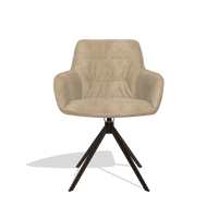 Silla de comedor Como 6450 en tela Bull 10 (greige), base giratoria en espresso, vista frontal