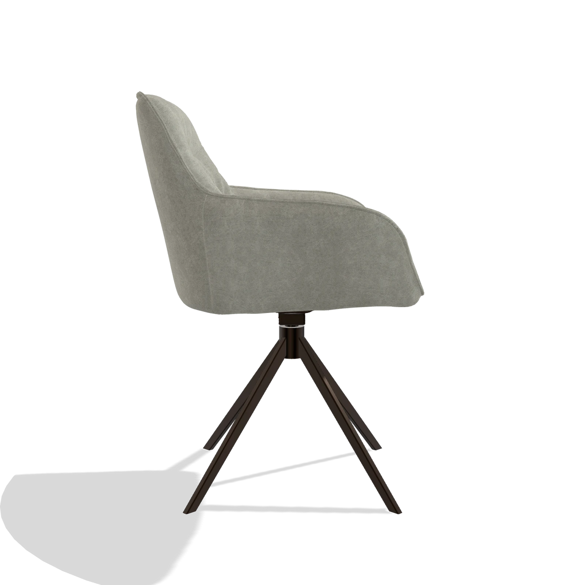 Eetkamerstoel Como 6450 in stof Bull 65 (greige), draaivoet in espresso, zijaanzicht
