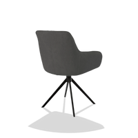 Esszimmerstuhl Como 6450 in Stoff Bull 67 (Dunkelgrau), Drehfuß in Schwarz, Schrägansicht von hinten