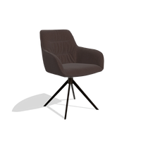 Dining Chair Como 6450 in Energy 34 fabric (chocolate), espresso swivel base, angled view