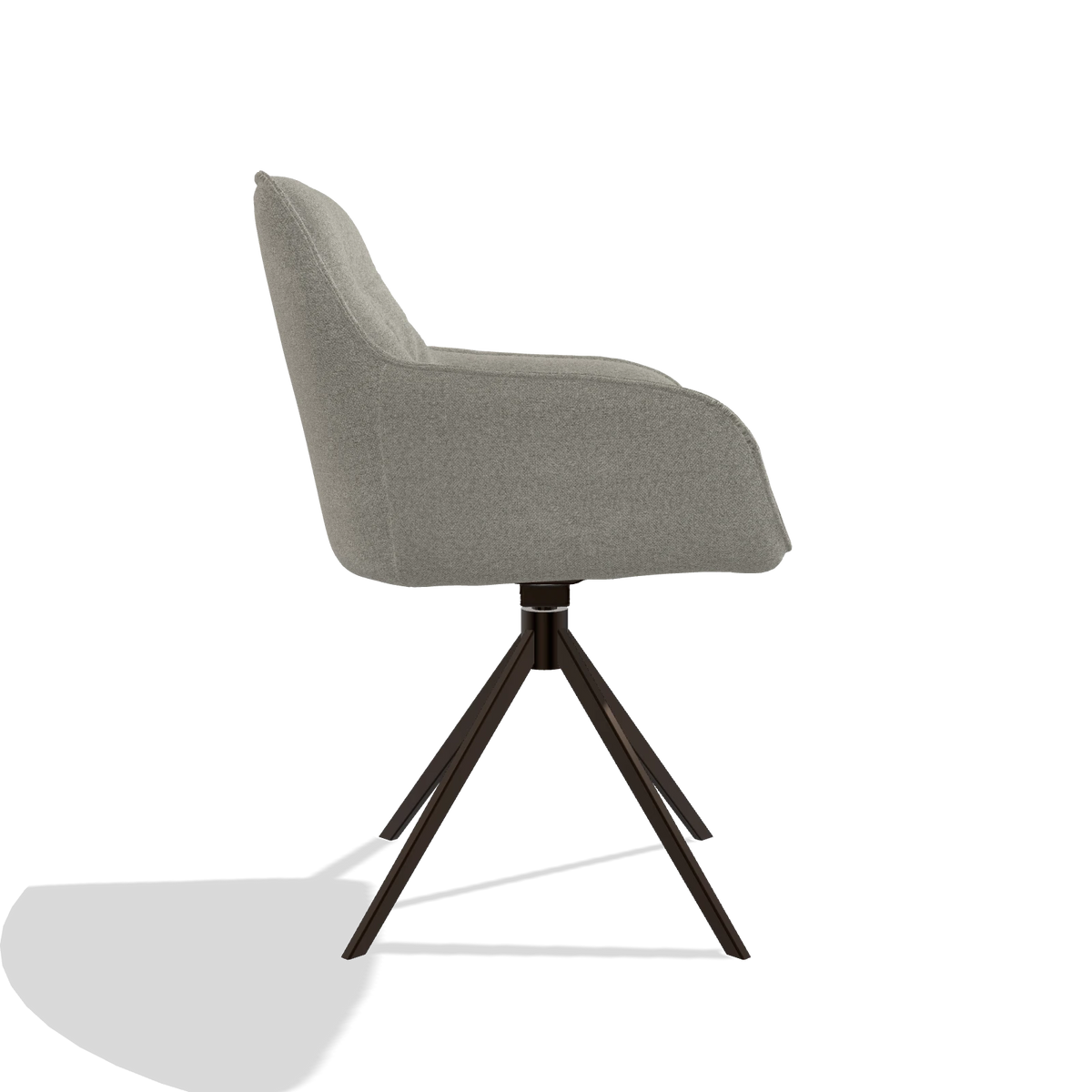 Eetkamerstoel Como 6450 in stof Glory 01 (greige), draaivoet in espresso, zijaanzicht
