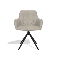Silla de comedor Como 6450 en tela Glory 05 (greige), base giratoria en negro, vista frontal