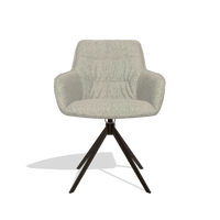 Dining Chair Como 6450 in Horta 05 fabric (greige), espresso swivel base, front view
