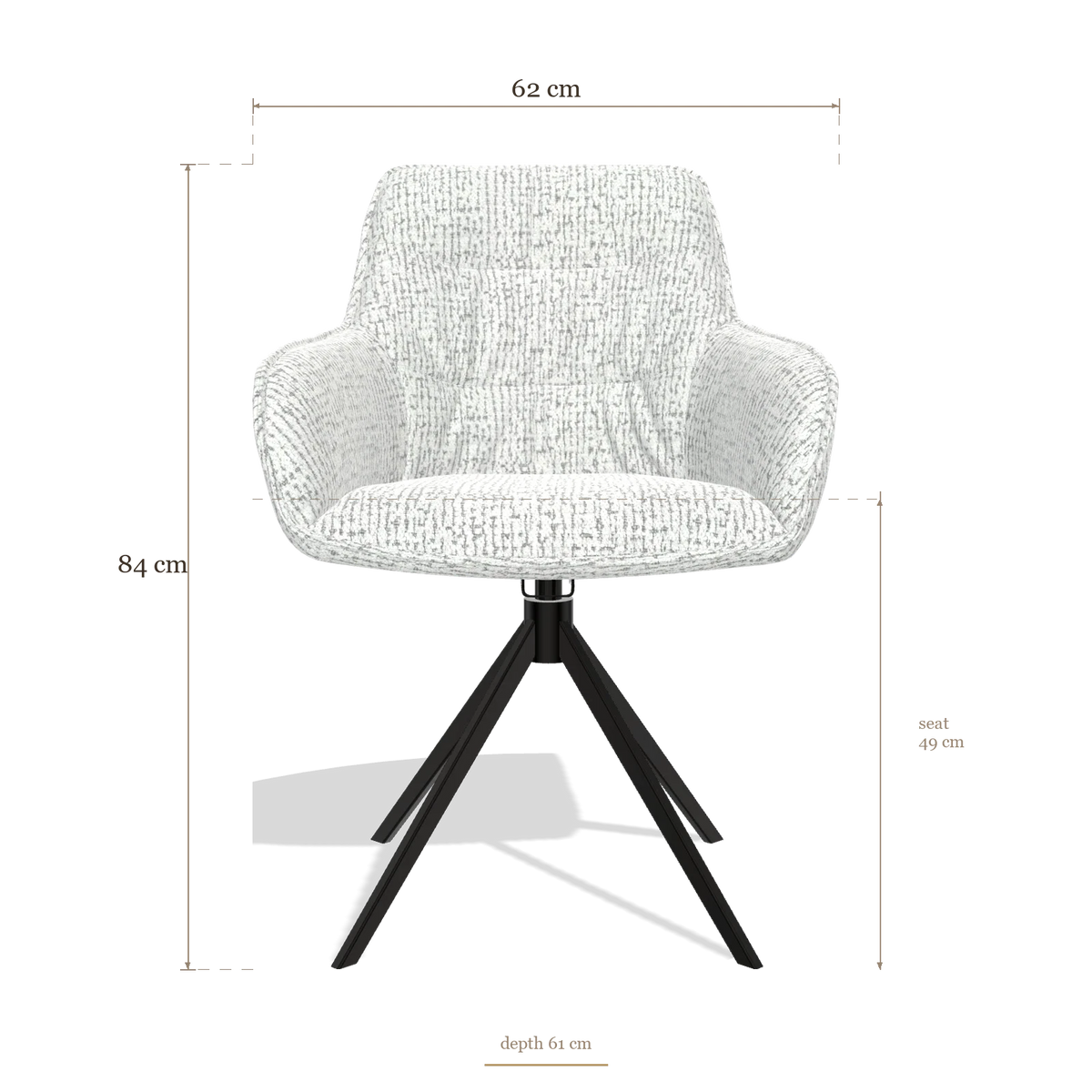 Dining Chair Como 6450, dimensions 62 x 61 x 84 cm