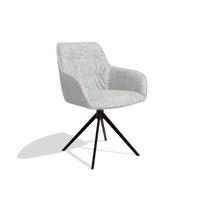 Dining Chair Como 6450 in Horta 101 fabric (light grey), espresso swivel base, angled view