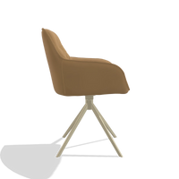 Dining Chair Como 6450 in Leather A823 (mustard), champagne swivel base, side view