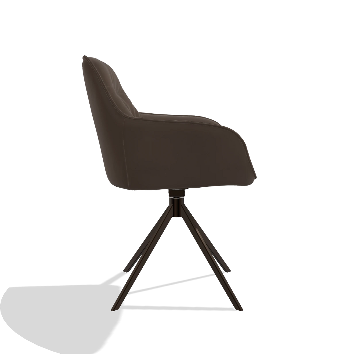 Esszimmerstuhl Como 6450 in Leder A825 (Braun), Drehfuß in Espresso, Seitenansicht