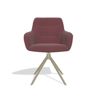 Dining Chair Como 6450 in Leather B554 (brown), champagne swivel base, front view