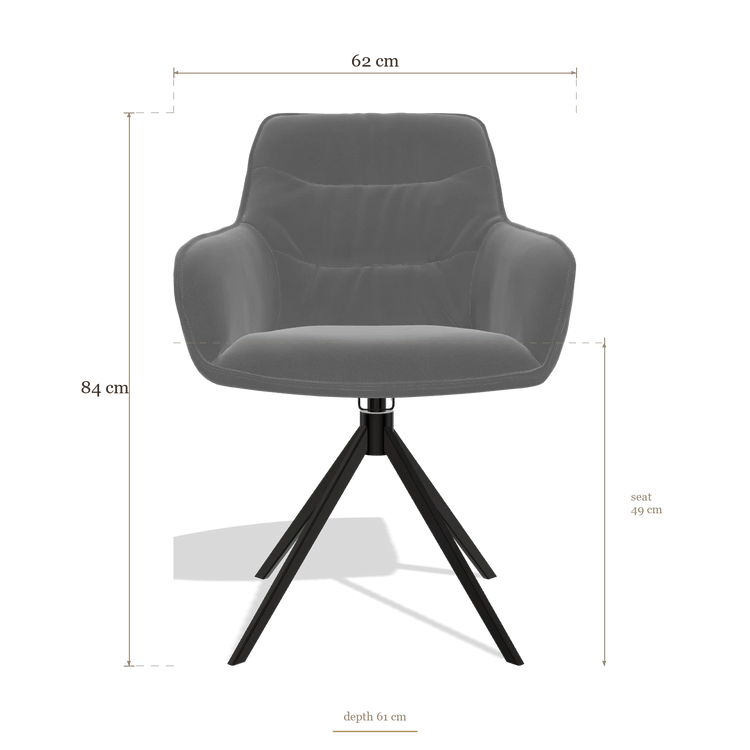 Dining Chair Como 6450, dimensions 62 x 61 x 84 cm