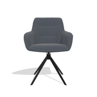 Chaise de salle à manger Como 6450 en Cuir B961 (gris foncé), pied pivotant en noir, vue de face