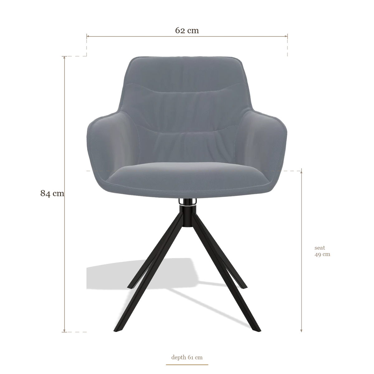 Chaise de salle à manger Como 6450, dimensions 62 x 61 x 84 cm
