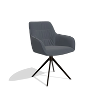 Chaise de salle à manger Como 6450 en Cuir B961 (gris foncé), pied pivotant en espresso, vue de trois-quarts