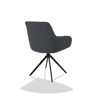 Chaise de salle à manger Como 6450 en Cuir B961 (gris foncé), pied pivotant en espresso, vue de trois-quarts arrière