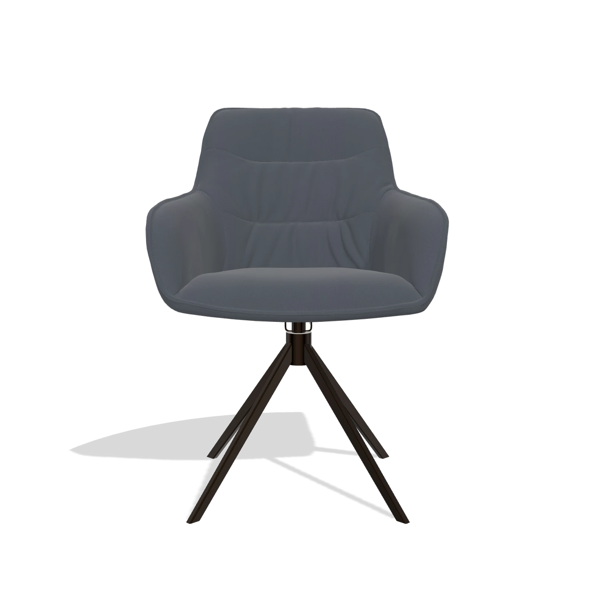 Chaise de salle à manger Como 6450 en Cuir B961 (gris foncé), pied pivotant en espresso, vue de face