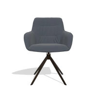 Chaise de salle à manger Como 6450 en Cuir B961 (gris foncé), pied pivotant en espresso, vue de face