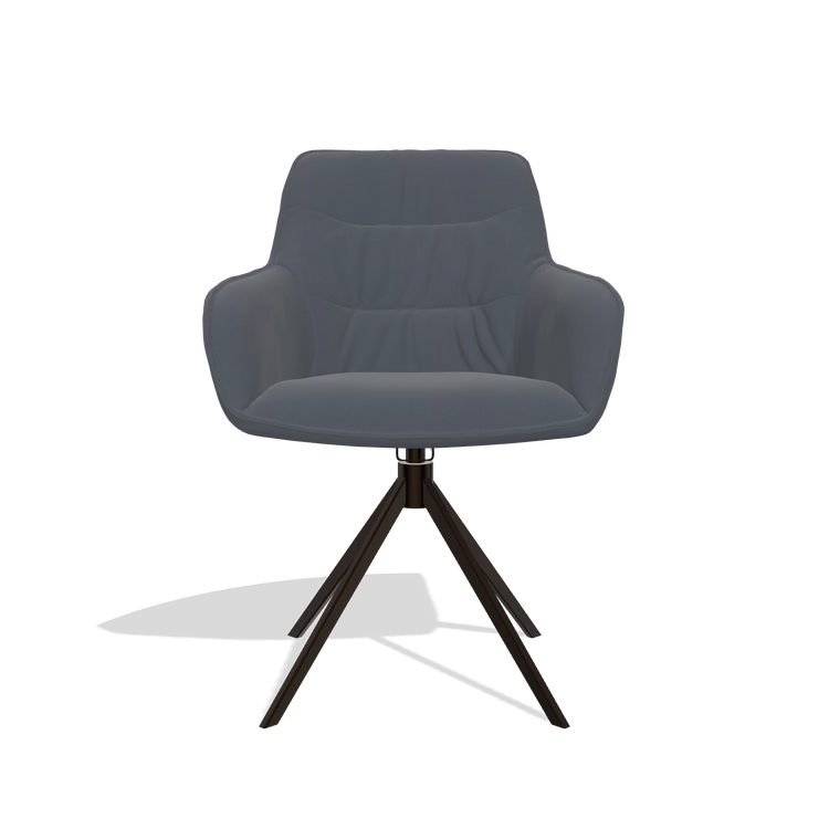 Chaise de salle à manger Como 6450 en Cuir B961 (gris foncé), pied pivotant en espresso, vue de face
