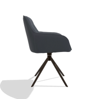 Chaise de salle à manger Como 6450 en Cuir B961 (gris foncé), pied pivotant en espresso, vue de profil