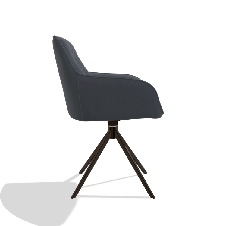 Chaise de salle à manger Como 6450 en Cuir B961 (gris foncé), pied pivotant en espresso, vue de profil