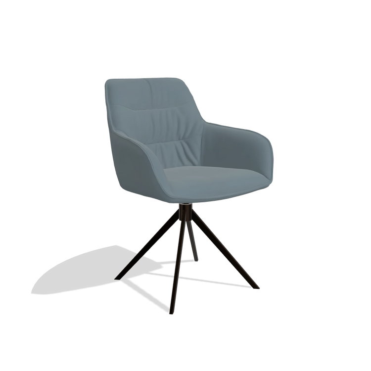 Dining Chair Como 6450 in Leather B963 (grey), espresso swivel base, angled view