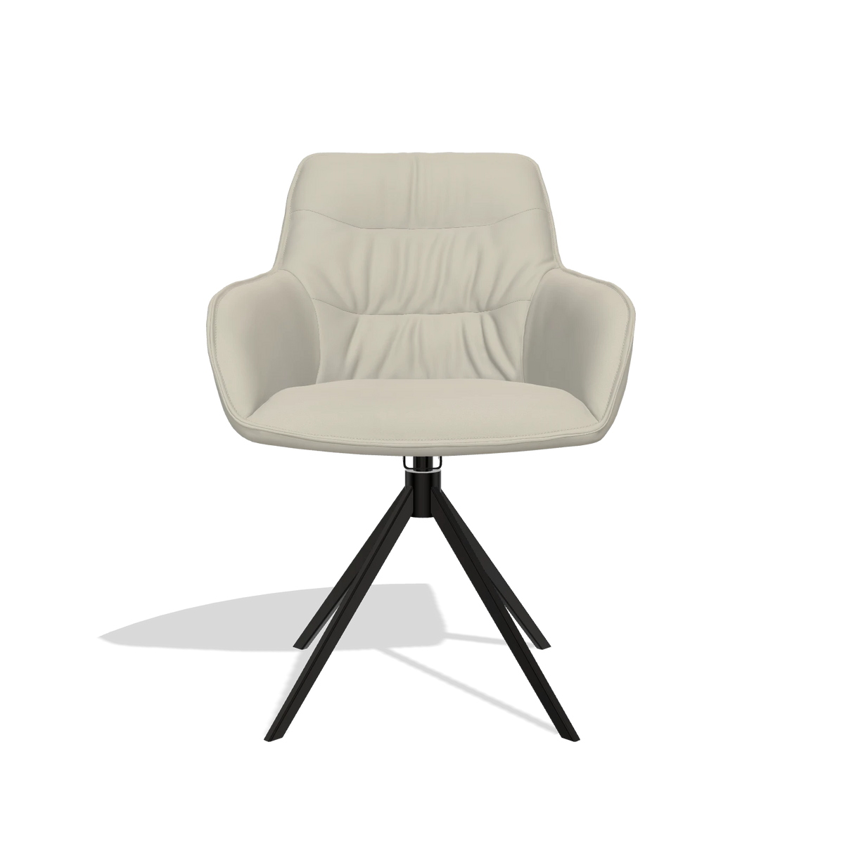 Dining Chair Como 6450 in Leather B971 (light grey), black swivel base, front view