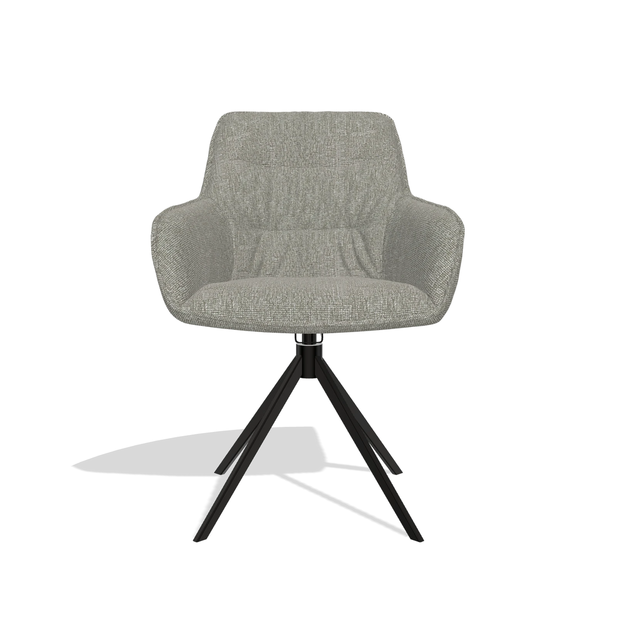 Dining Chair Como 6450 in Lodge 01 fabric (taupe), black swivel base, front view