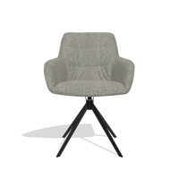 Dining Chair Como 6450 in Lodge 01 fabric (taupe), black swivel base, front view
