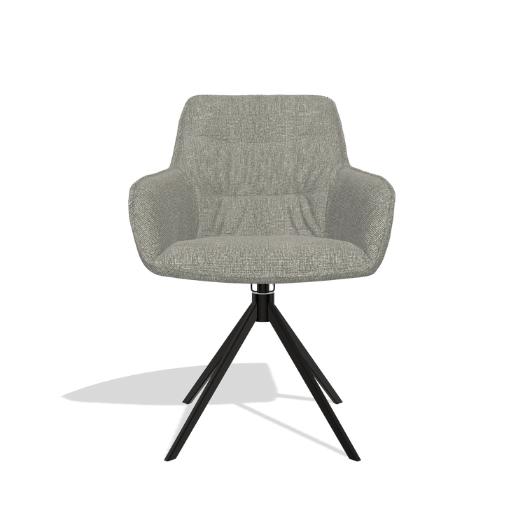 Dining Chair Como 6450 in Lodge 01 fabric (taupe), black swivel base, front view