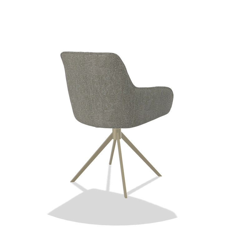 Dining Chair Como 6450 in Lodge 01 fabric (taupe), champagne swivel base, back angled view
