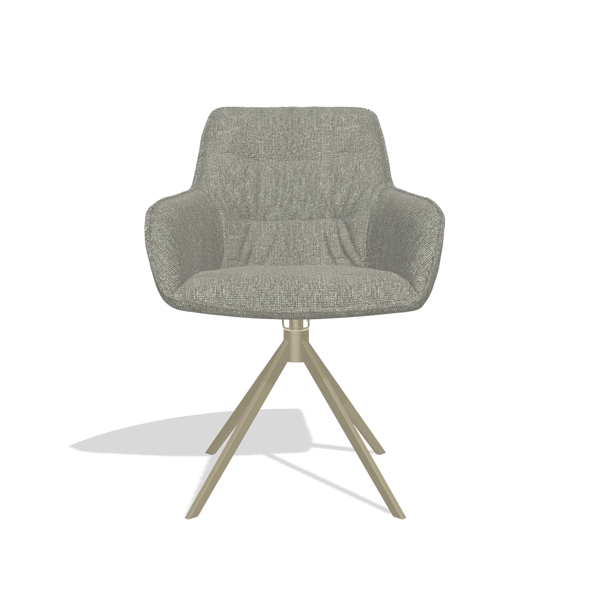Dining Chair Como 6450 in Lodge 01 fabric (taupe), champagne swivel base, front view