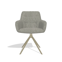 Dining Chair Como 6450 in Lodge 01 fabric (taupe), champagne swivel base, front view