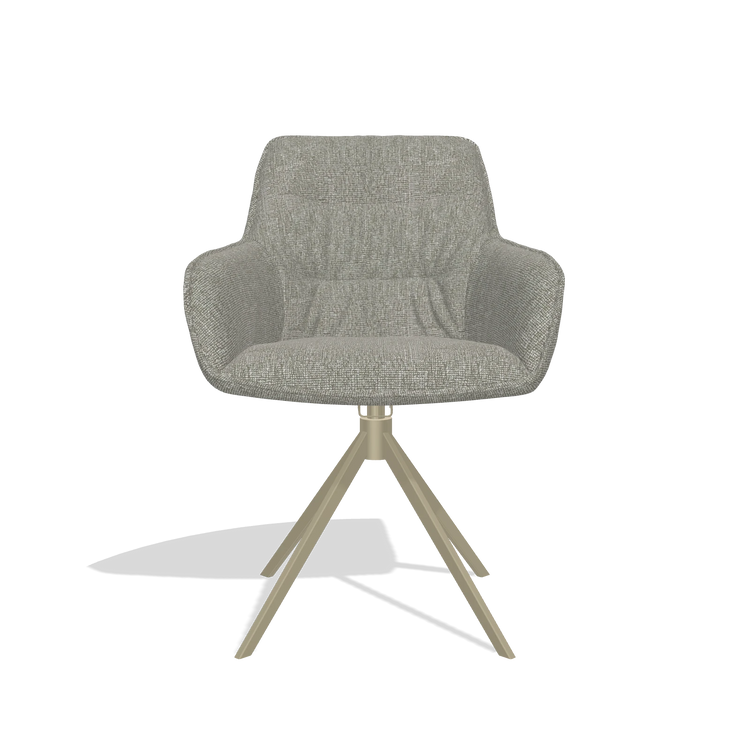 Dining Chair Como 6450 in Lodge 01 fabric (taupe), champagne swivel base, front view