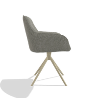 Dining Chair Como 6450 in Lodge 01 fabric (taupe), champagne swivel base, side view