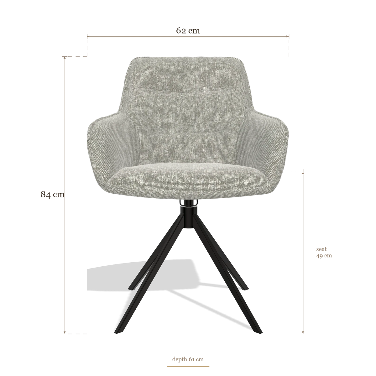 Dining Chair Como 6450, dimensions 62 x 61 x 84 cm