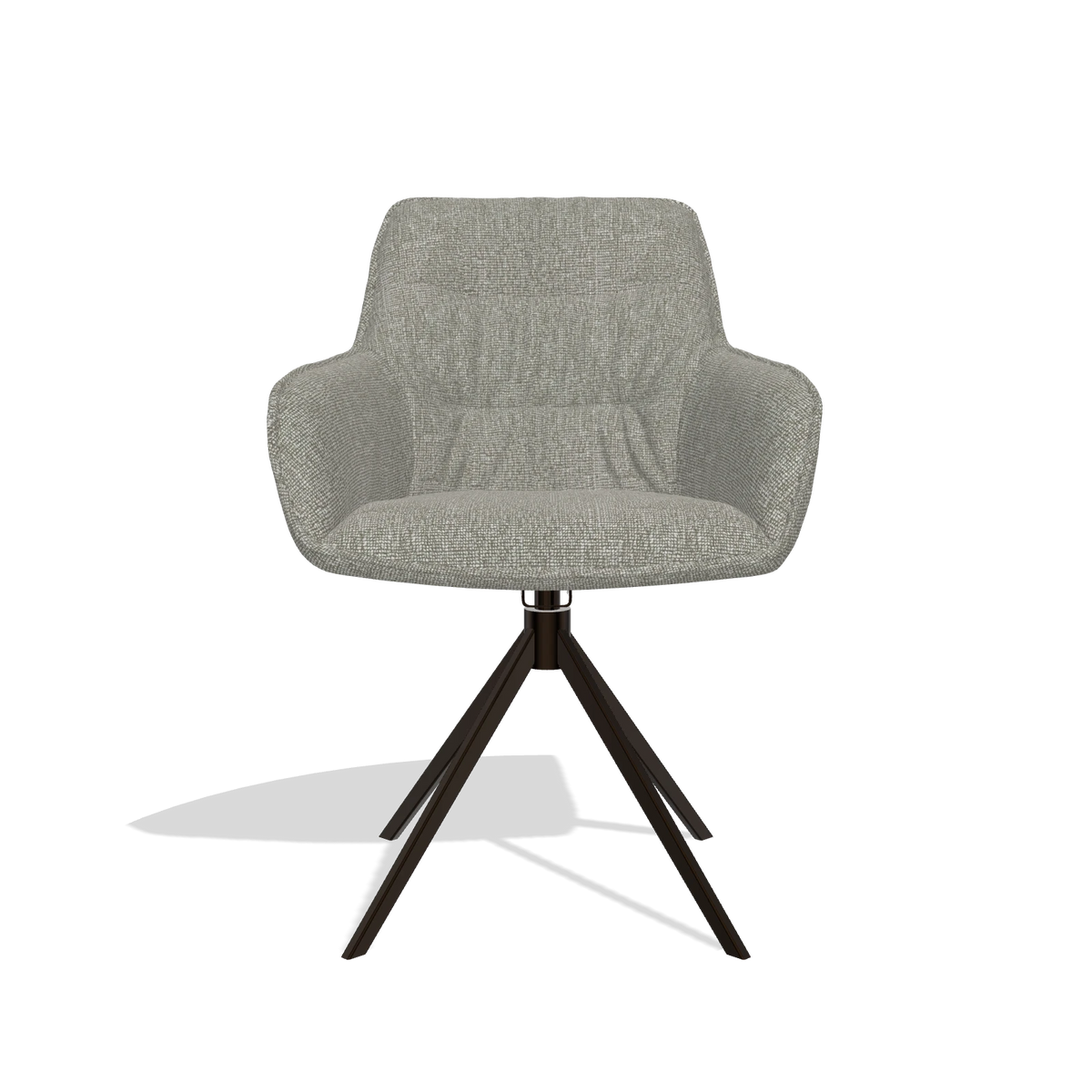 Dining Chair Como 6450 in Lodge 01 fabric (taupe), espresso swivel base, front view