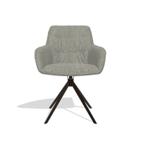 Dining Chair Como 6450 in Lodge 01 fabric (taupe), espresso swivel base, front view