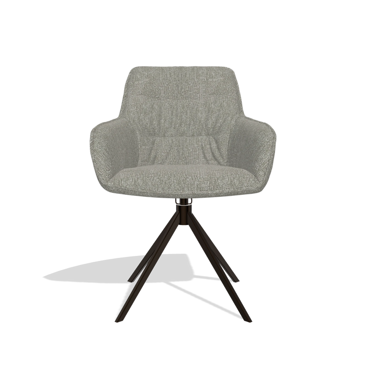 Dining Chair Como 6450 in Lodge 01 fabric (taupe), espresso swivel base, front view