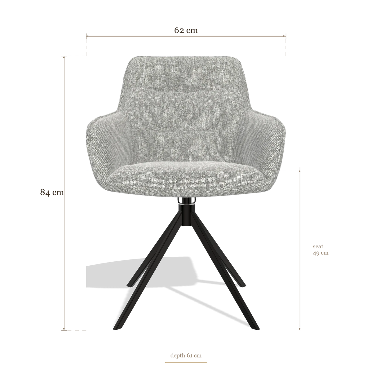 Dining Chair Como 6450, dimensions 62 x 61 x 84 cm