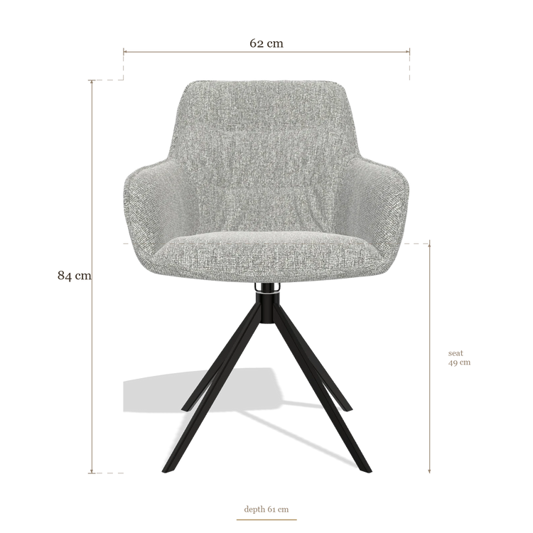 Dining Chair Como 6450, dimensions 62 x 61 x 84 cm