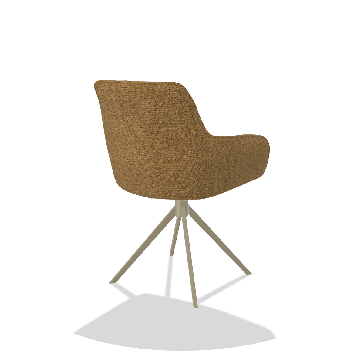Eetkamerstoel Como 6450 in stof Mito 06 (cognac), draaivoet in champagne, schuin achteraanzicht