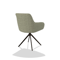 Dining Chair Como 6450 in Mito 55 fabric (sage), espresso swivel base, back angled view