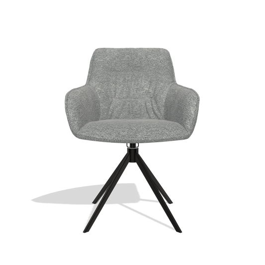 Dining Chair Como 6450 in Mito 97 fabric (taupe), black swivel base, front view