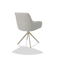 Dining Chair Como 6450 in Niagara 901 fabric (light grey), champagne swivel base, back angled view
