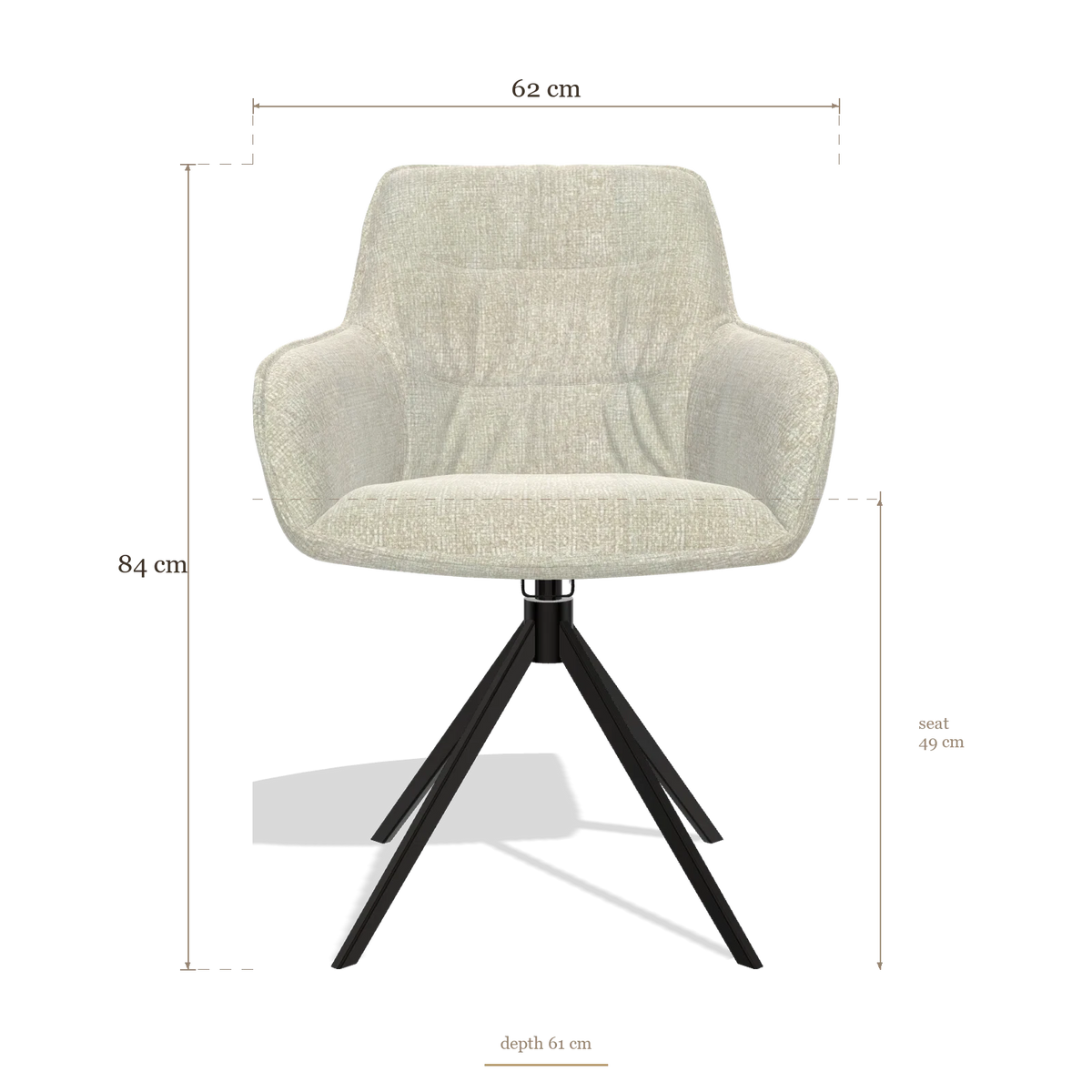 Dining Chair Como 6450, dimensions 62 x 61 x 84 cm