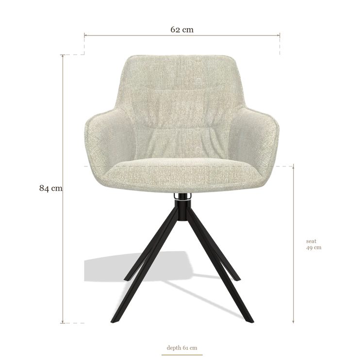 Dining Chair Como 6450, dimensions 62 x 61 x 84 cm