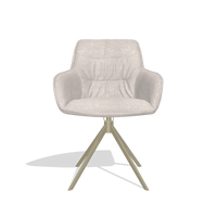 Dining Chair Como 6450 in Oasis 01 fabric (light grey), champagne swivel base, front view