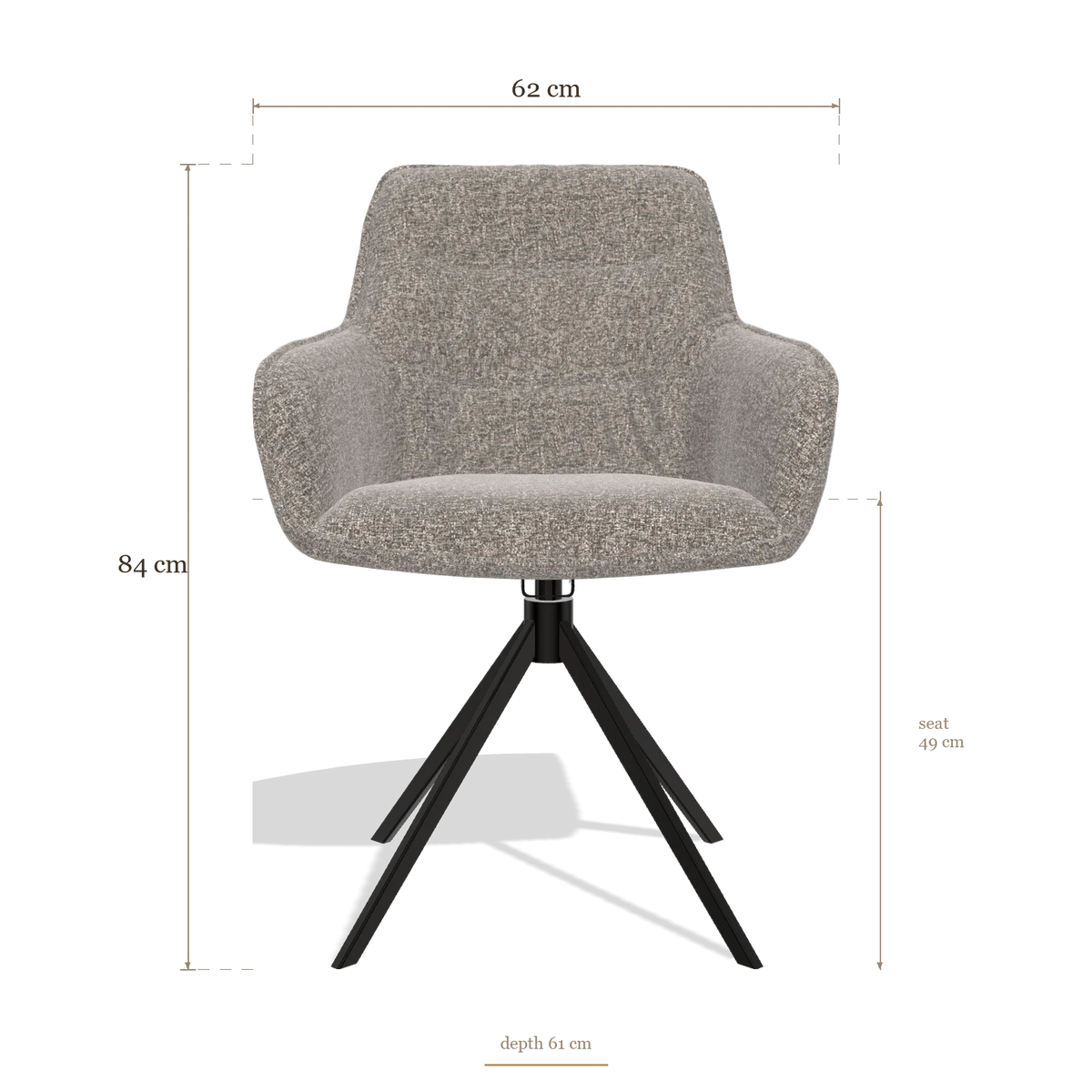 Dining Chair Como 6450, dimensions 62 x 61 x 84 cm