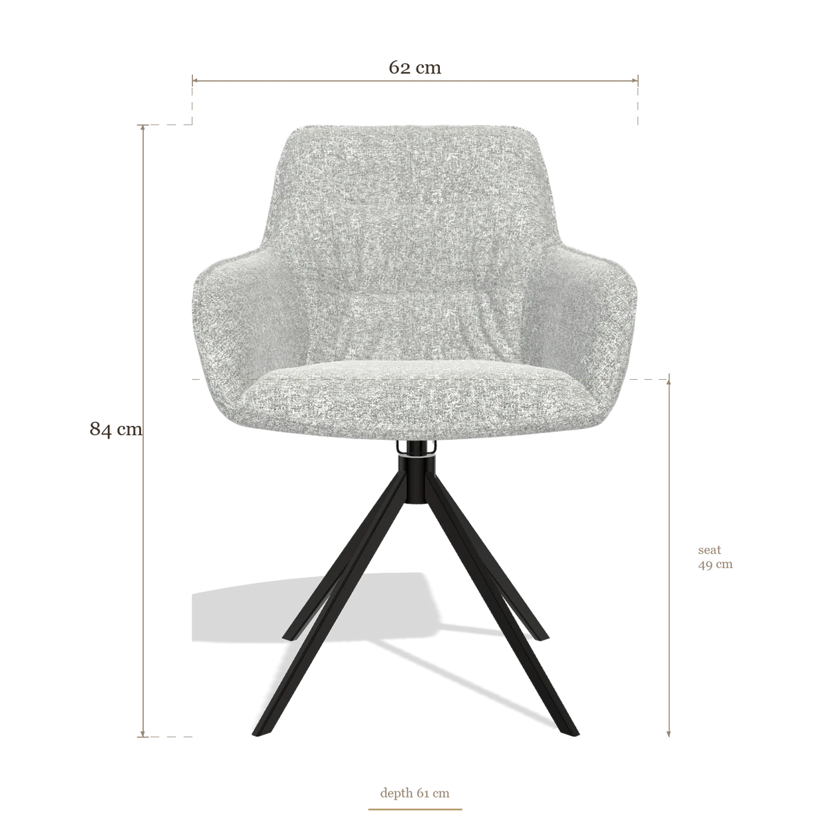 Sedia da pranzo Como 6450, dimensioni 62 x 61 x 84 cm