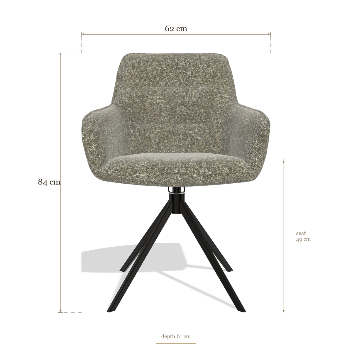 Dining Chair Como 6450, dimensions 62 x 61 x 84 cm